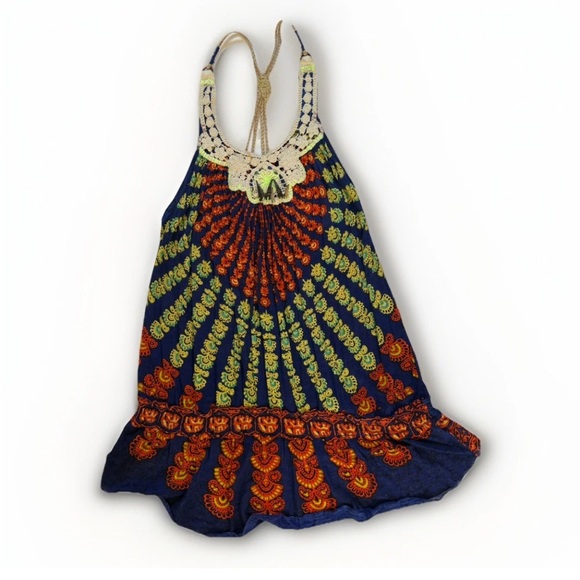 Free People Fireceacker Long Tank/Mini Dress Large Boho Festival Beach Coverup - Picture 2 of 10